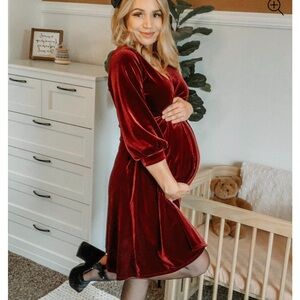 Pinkblush Red Velvet Maternity Dress